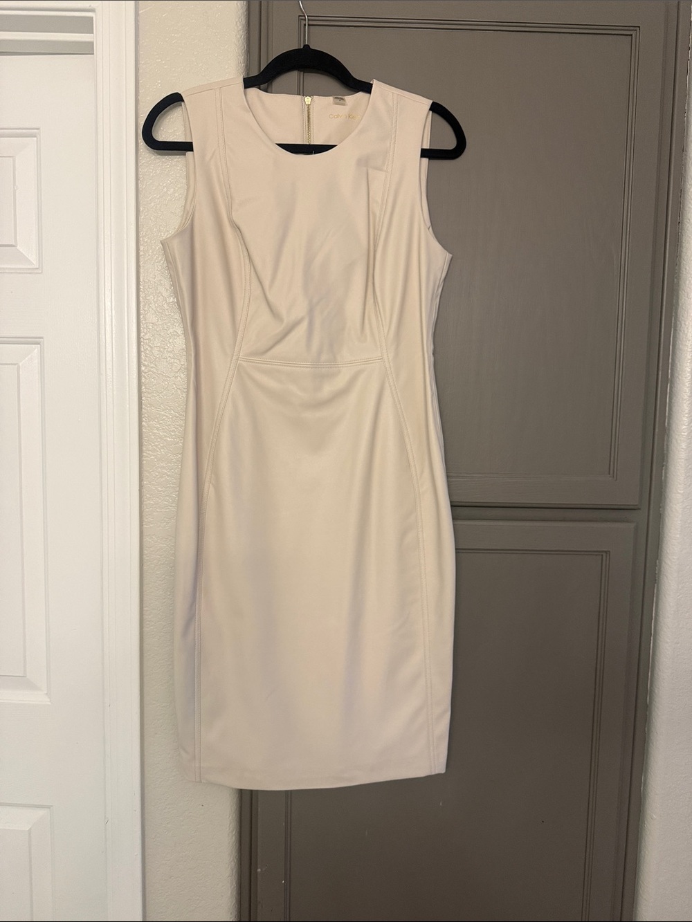 Calvin Klein Sleeveless Cream Sheath Dress